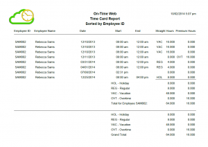 On-Time Web Timecard Report