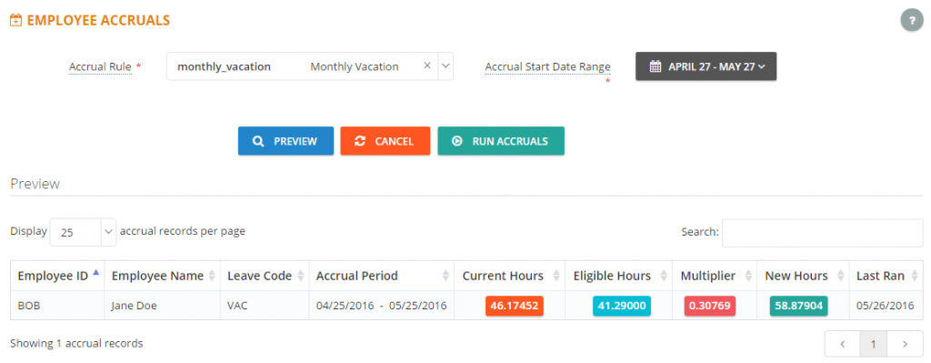 Employee Leave Accruals